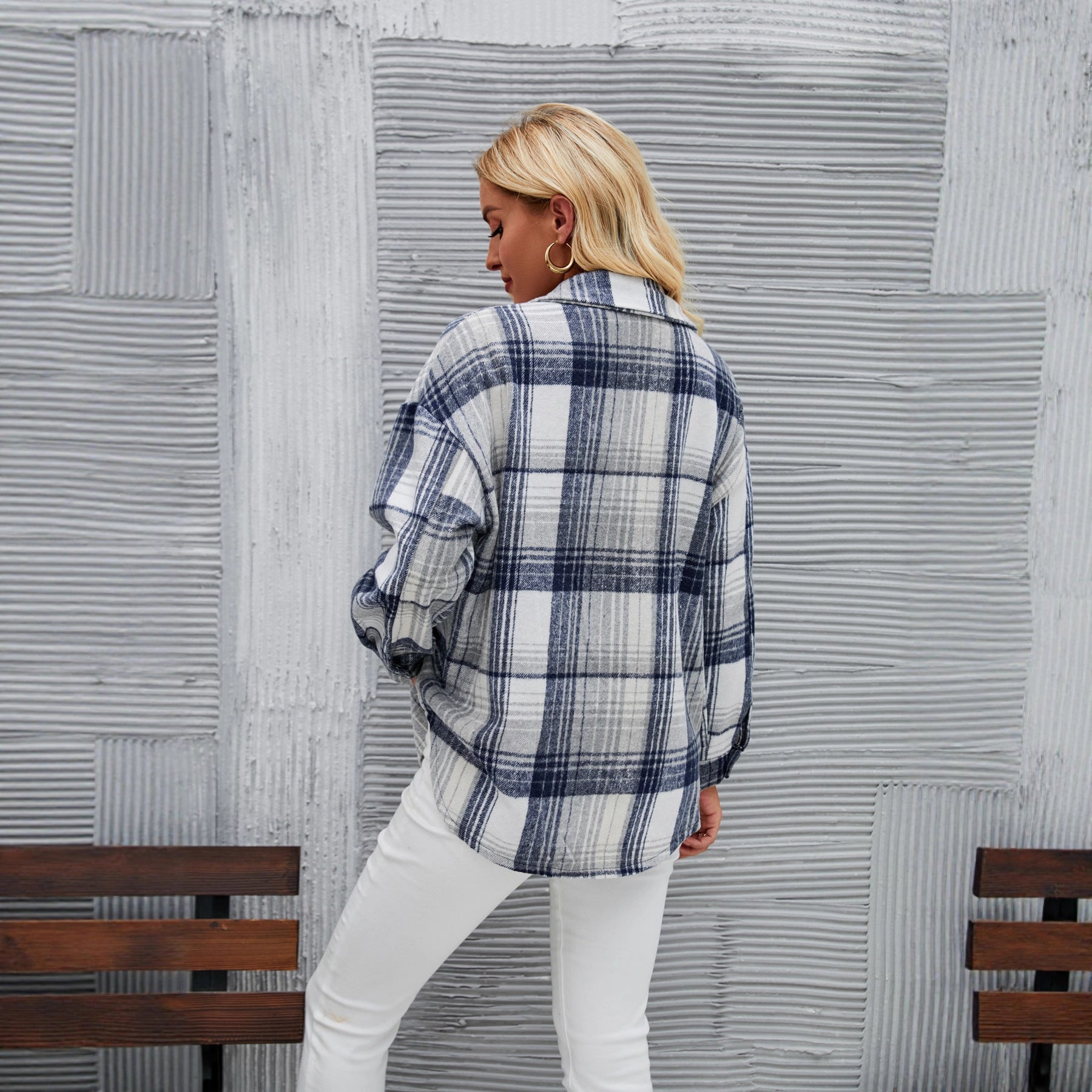 Women's Casual Shirt With A Turn-down Collar And Buttoned Placket