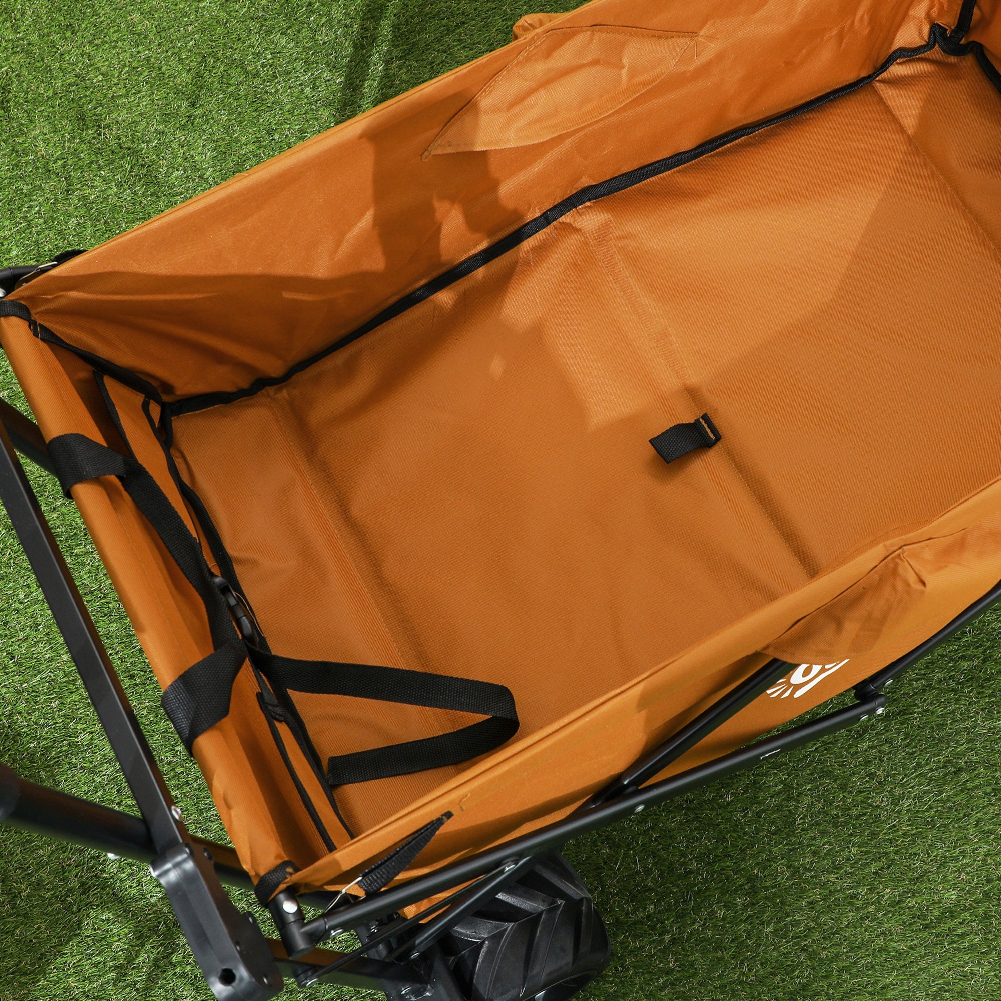 Outsunny Outdoor Push Pull Wagon Stroller Cart w/ Canopy Top Orange