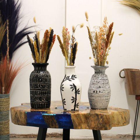 Greek Straight Dry Flowers Vase - Chocolate