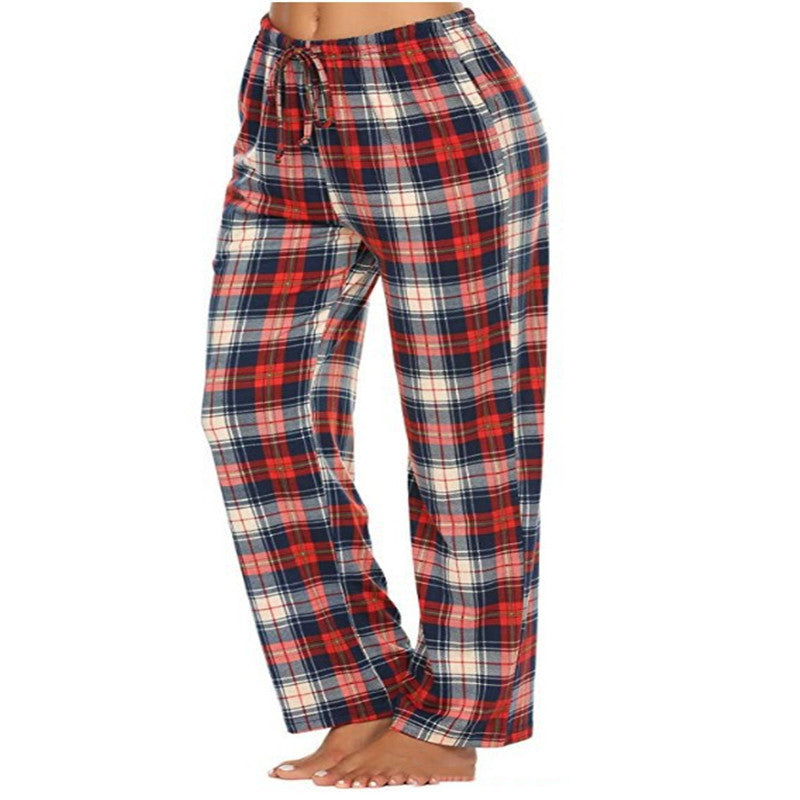 Women's Stretch Plaid Casual Pants With Pockets