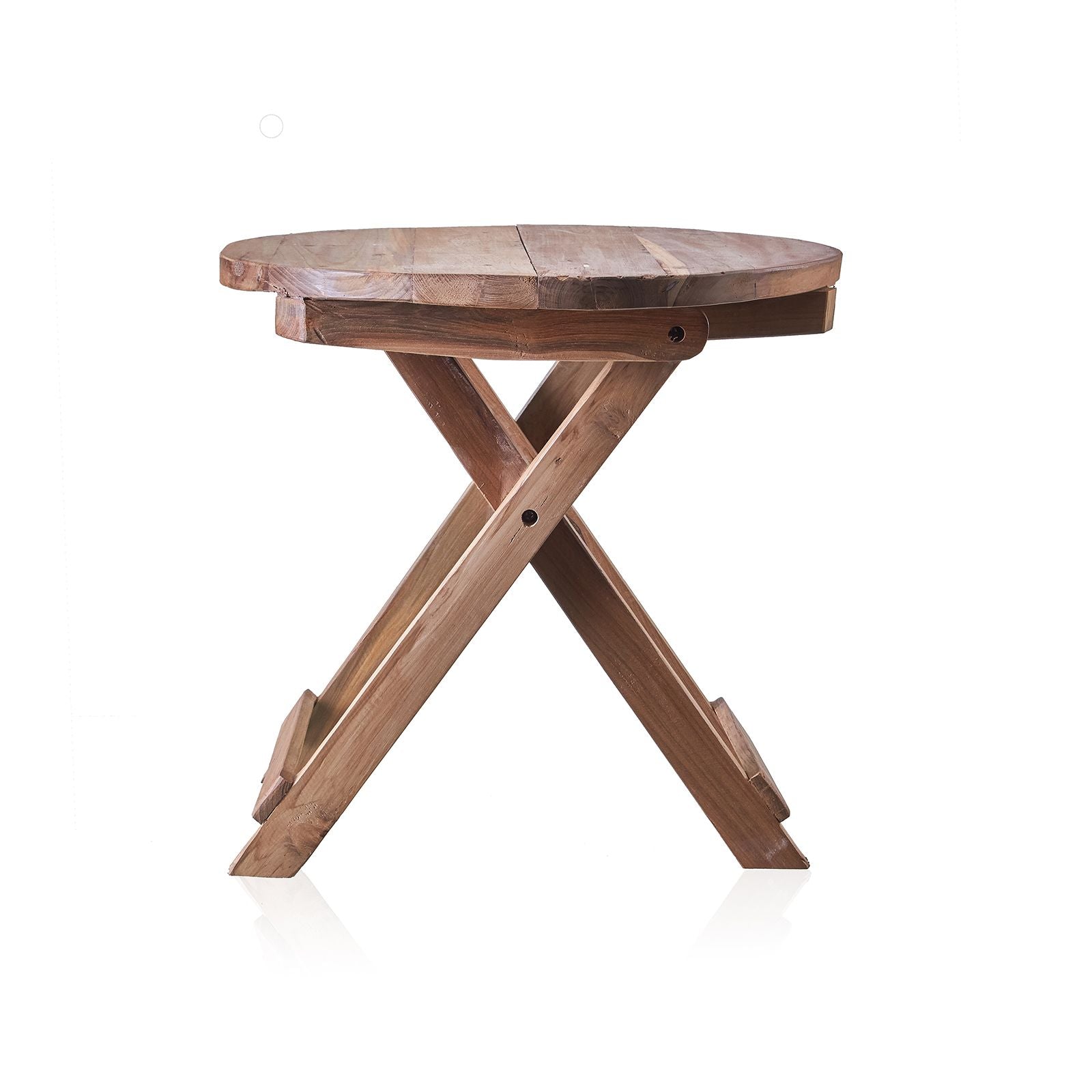 Recycled Teak Wood Round Folding Coffee Table 50x50cm