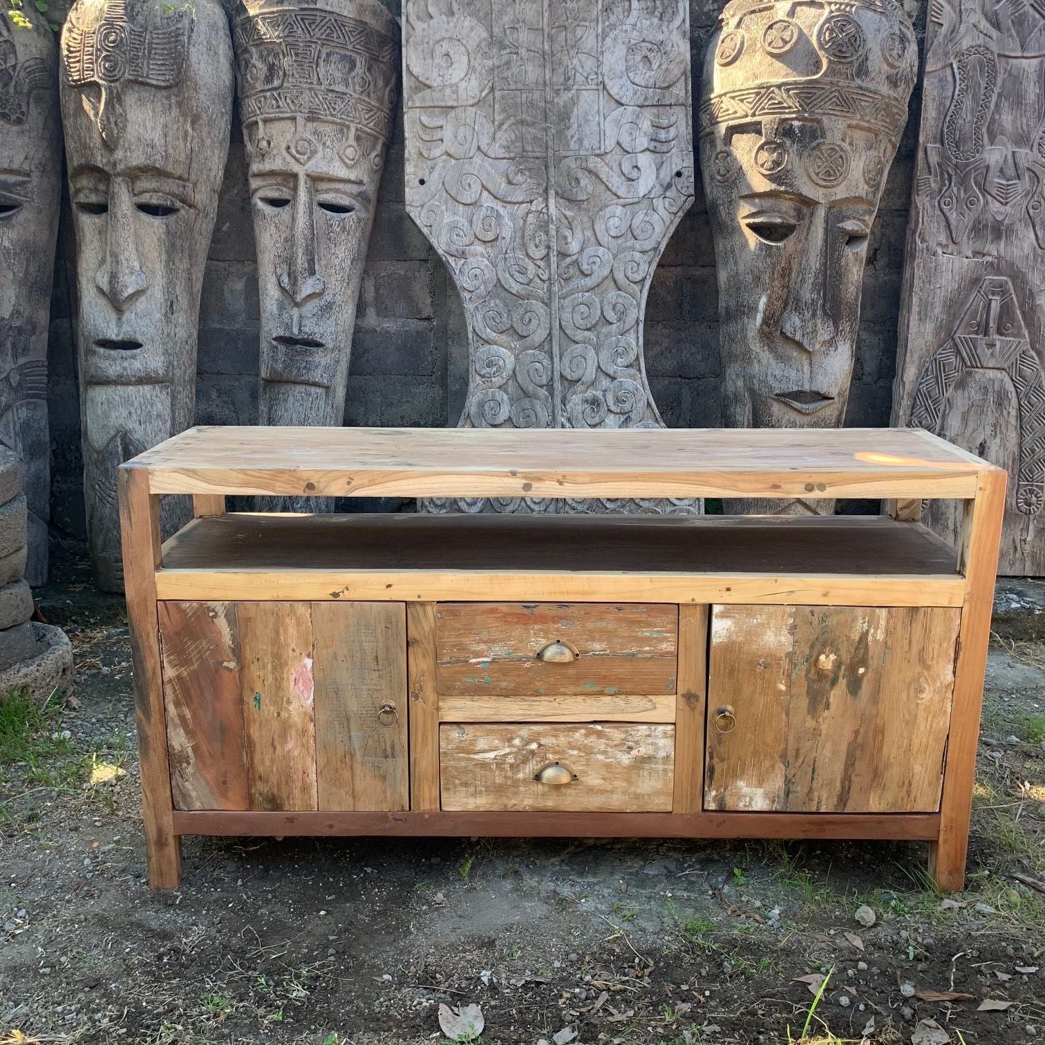 Recycled Teak Wood Large TV Stand 140x40x75cm