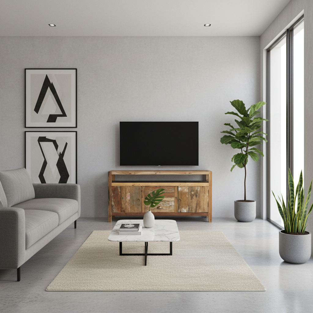 Recycled Teak Wood Large TV Stand 140x40x75cm