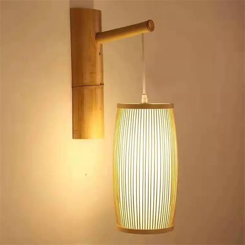 Creative Bamboo Pendant & Wall Light – Natural Woven Lighting for Home Decor