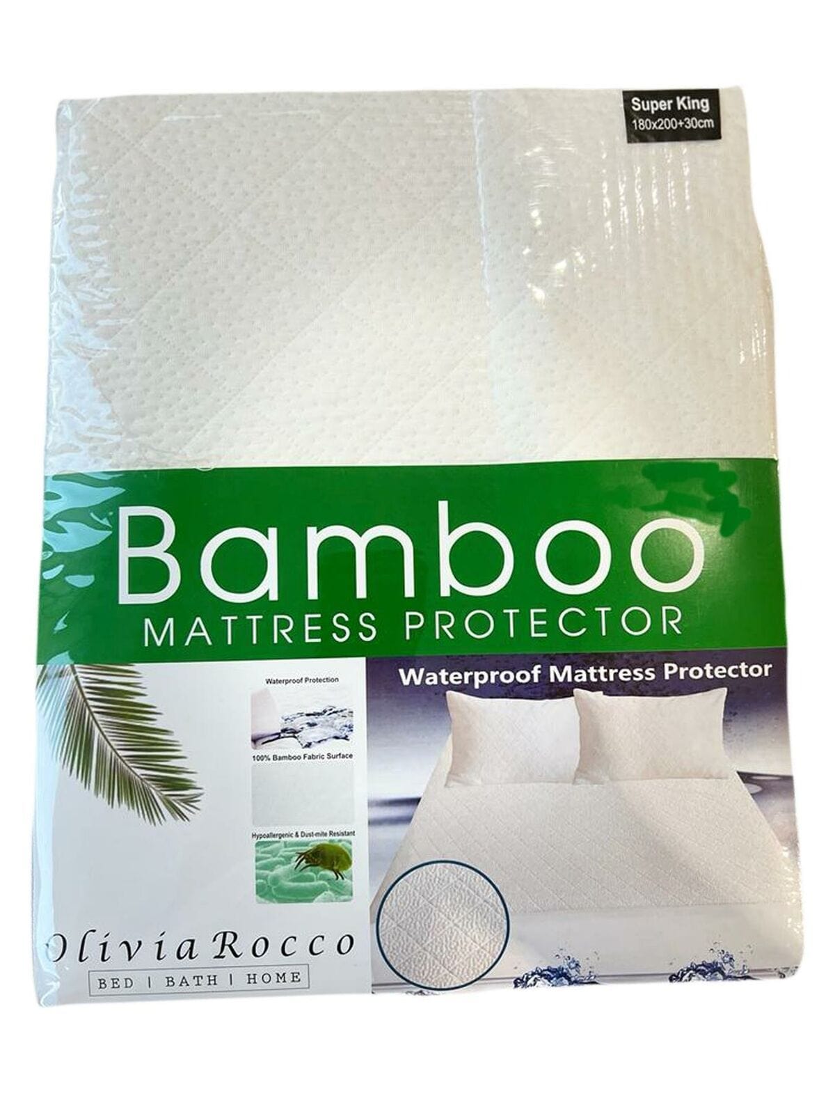 OLIVIA ROCCO Bamboo Quilted Waterproof Mattress Protector with Extra Deep Pocket Elastic Skirt Hypoallergenic Moisture Wicking