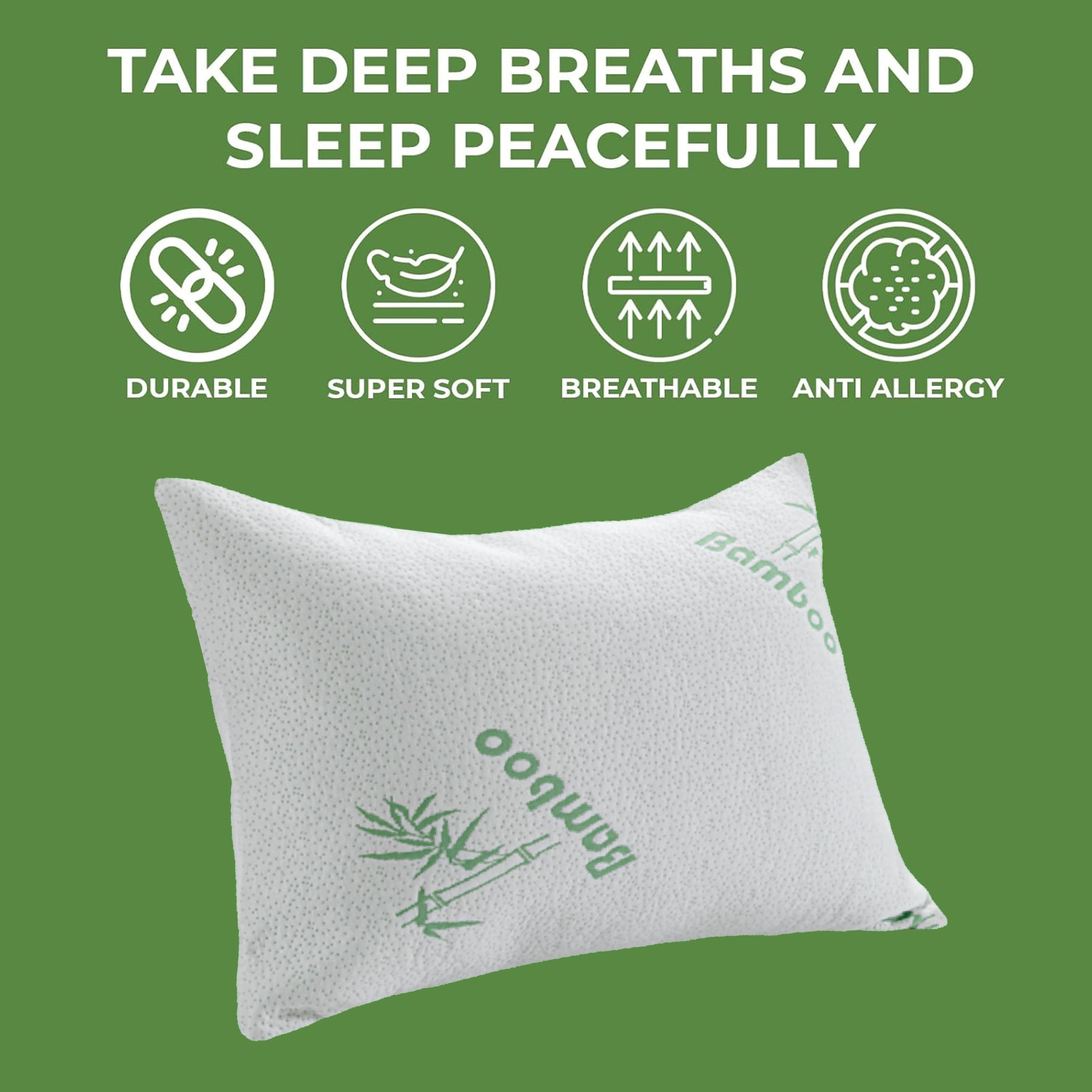 OLIVIA ROCCO Bamboo Memory Foam Pillow Hypoallergenic Cooling Luxury Fibre Filling For Superior Comfort For Side And Back Sleepers