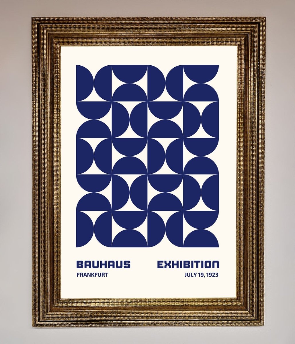 Bauhaus Print July 1923 Navy Blue Abstract Framed Wall Art - Zestio