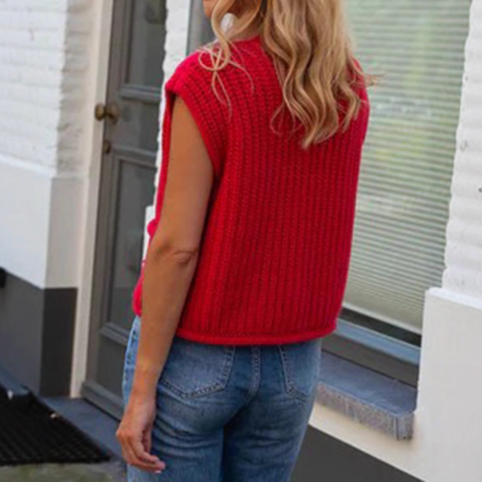 Women's European And American Thick Needle Knitted Waistcoat