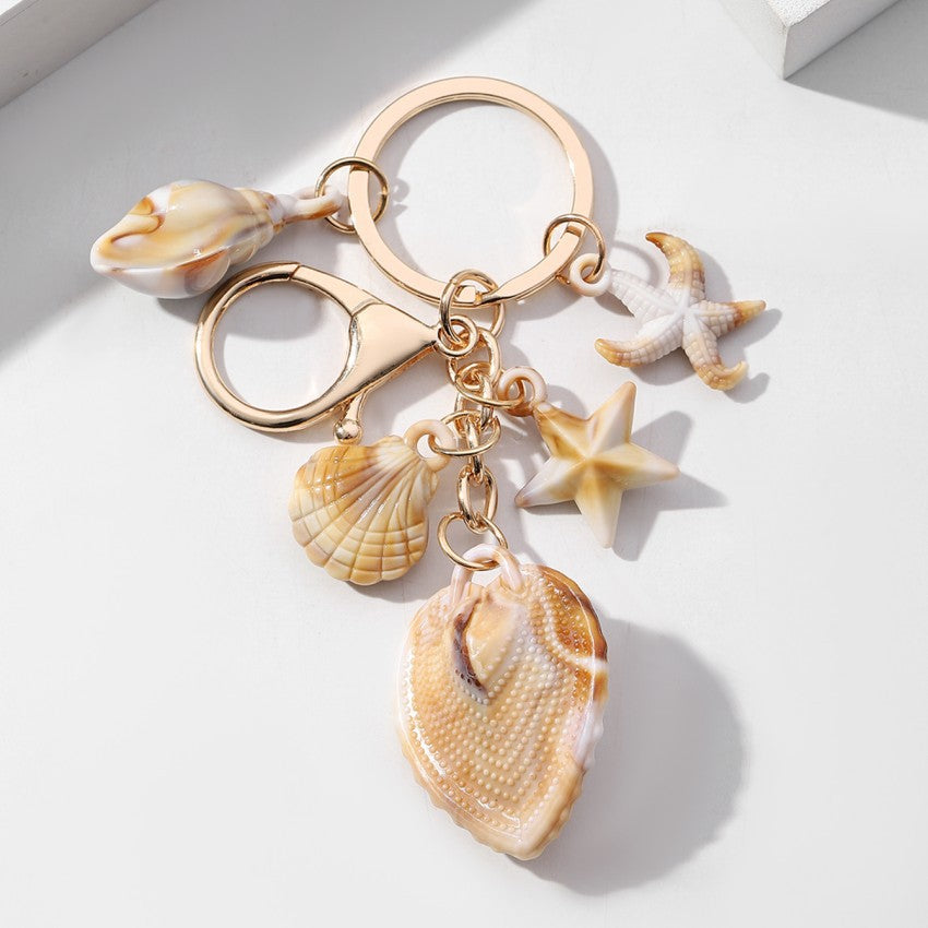 Simulation Shell Conch Starfish Five-pointed Star Pendant Keychain