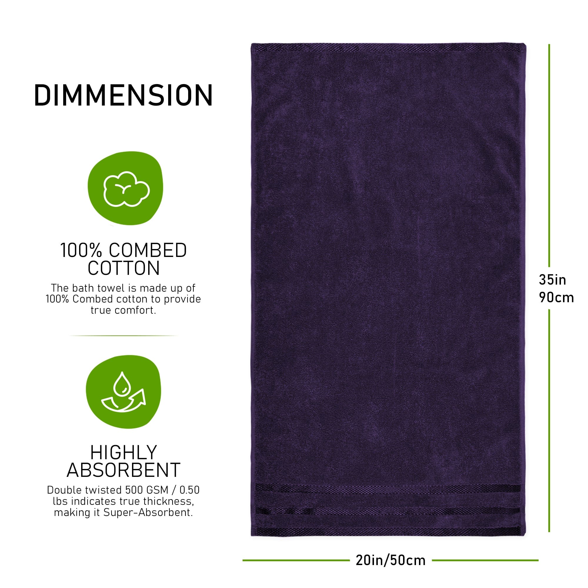 OLIVIA ROCCO Belmont Viscose Stripe Purple Towels 100 Percent Cotton Hotel Quality Super Absorbent 10 Piece Bale Set 4 Hand Towels 12 Face Cloths