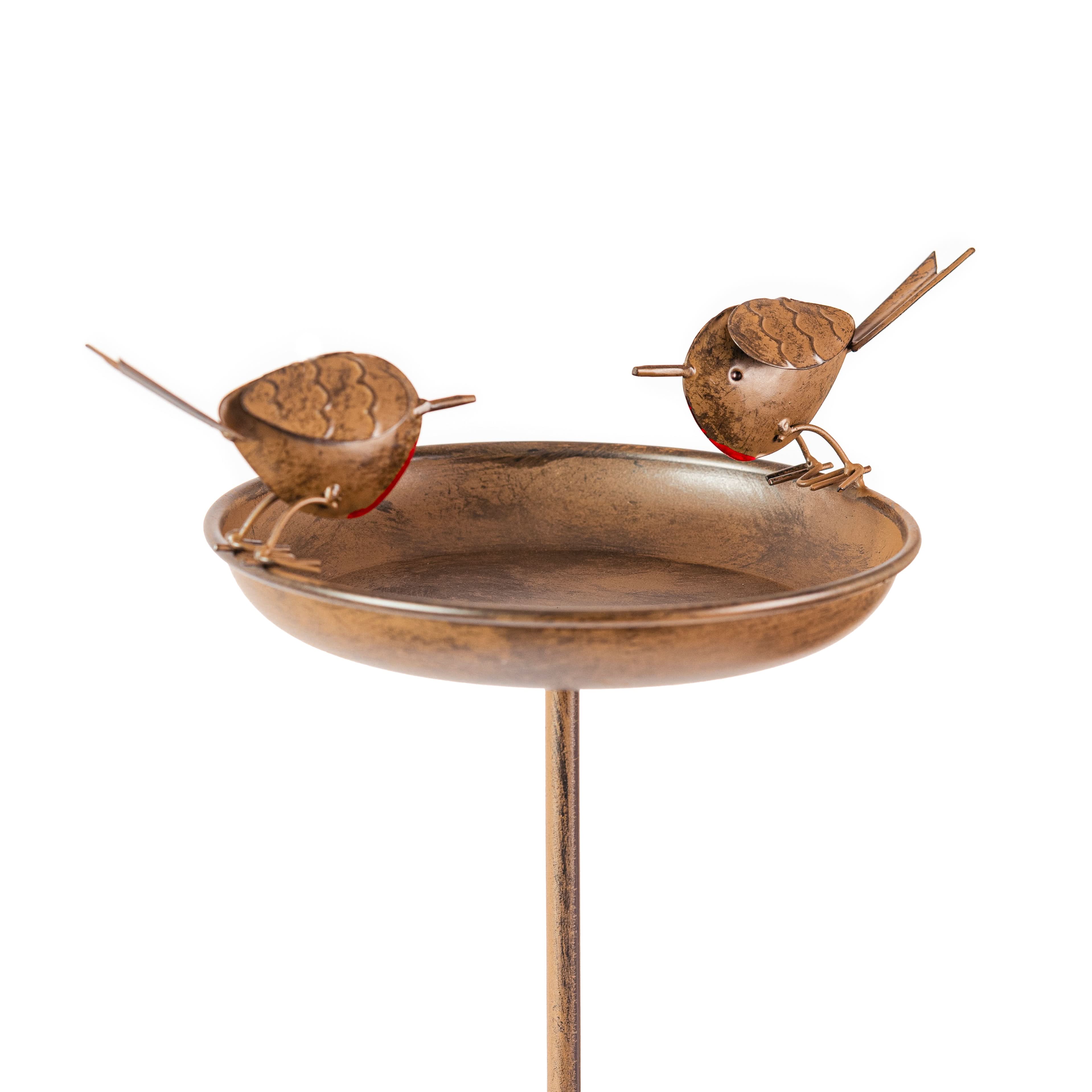 Robin Bird Bath & Feeder Stake for Garden Birds, Outdoor Wildlife & Patio Decor