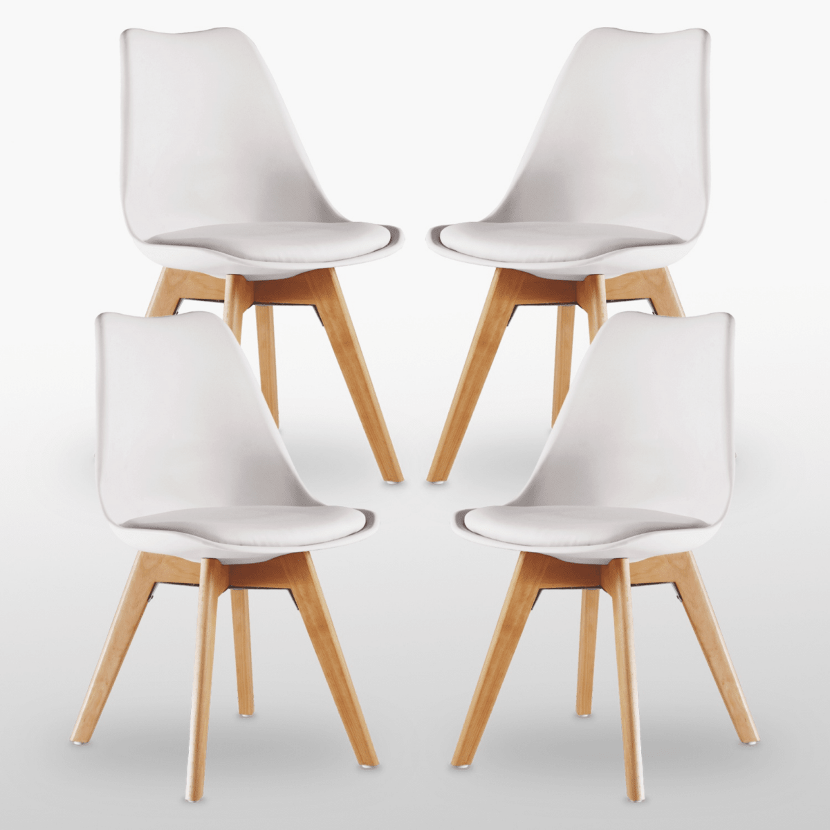 Black Halo Dining Table & Set of 4 Jamie Lorenzo Tulip chairs with Padded Seat - Zestio