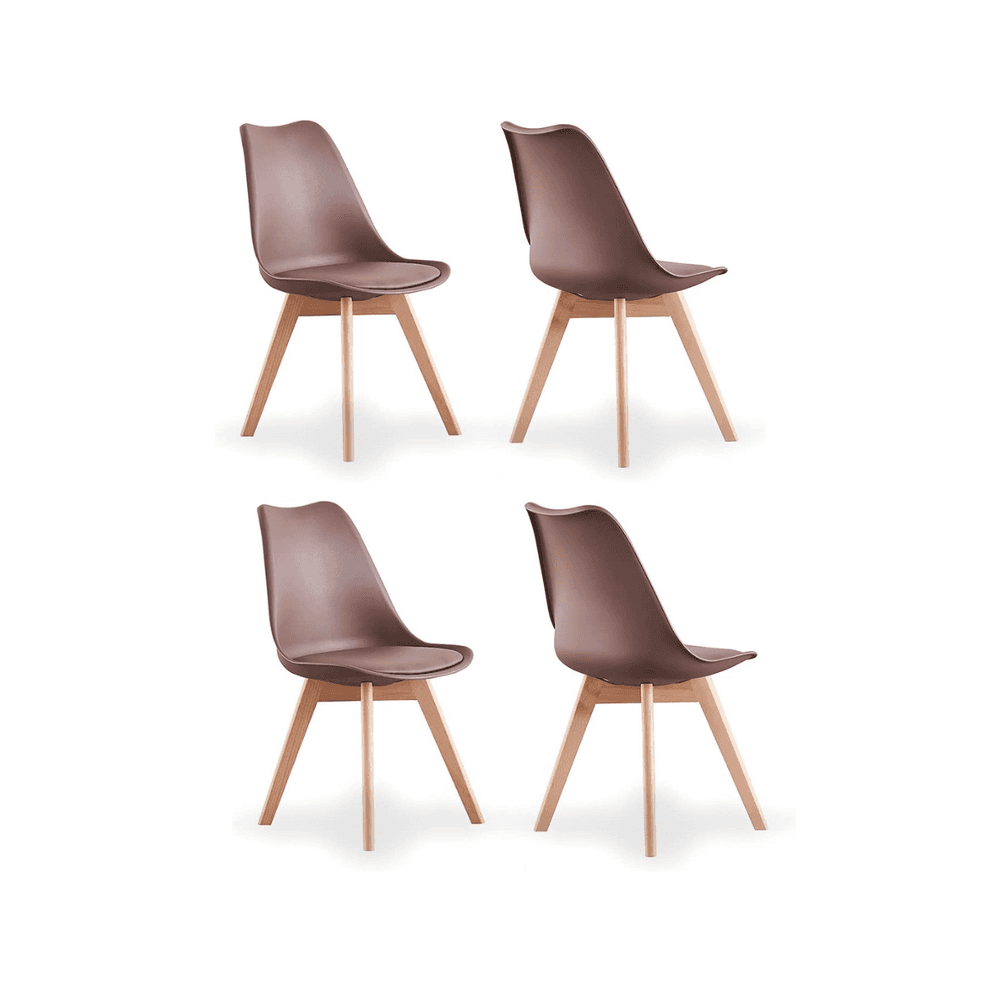 Black Halo Dining Table & Set of 4 Jamie Lorenzo Tulip chairs with Padded Seat - Zestio