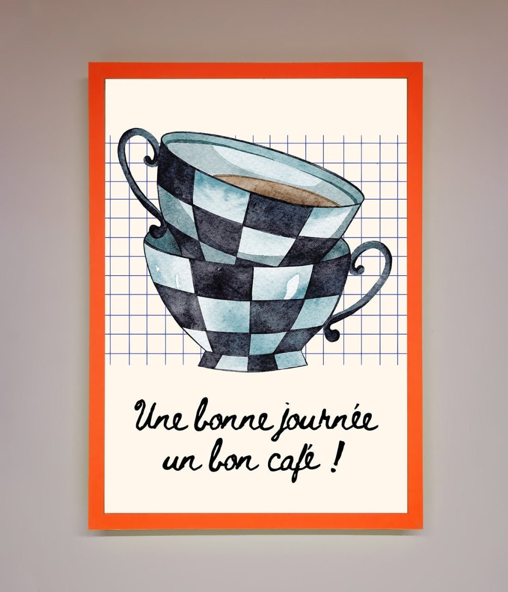 Blue Teacup Stack Kitchen Framed Wall Art - Zestio