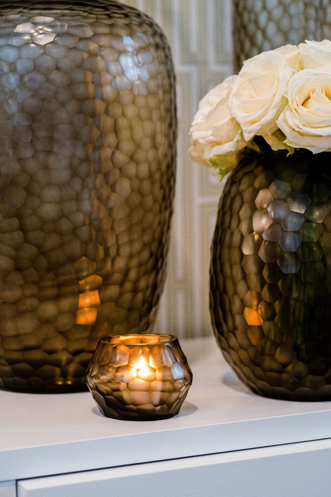 HEMATITE CANDLEHOLDER - H9 D11 cm - STEELGREEN