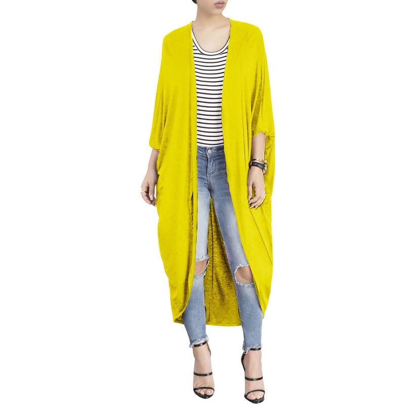 Women's Loose Bat-sleeve European And American Mid-length-sleeved Trench Coat