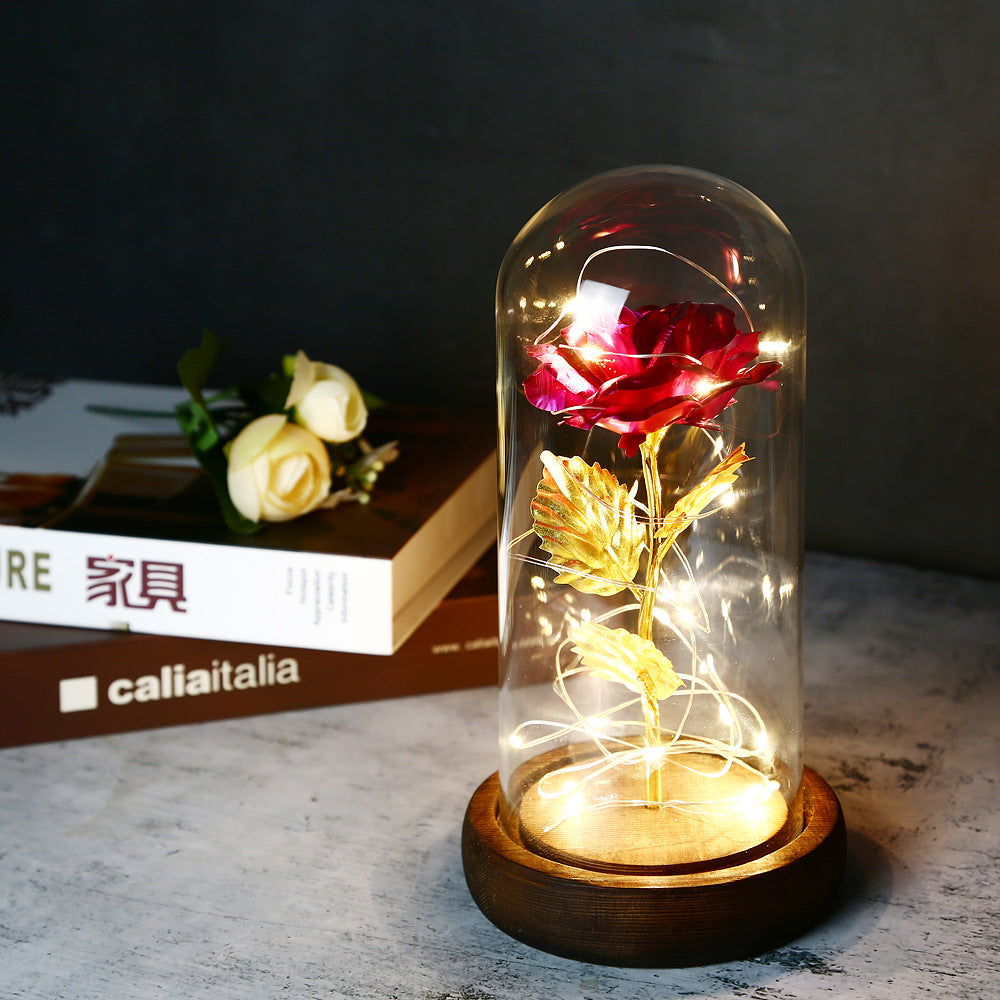 Valentine's Day Gift Simulation Gold Foil Rose Lamp Glass Cover Ornaments Color Box Packaging