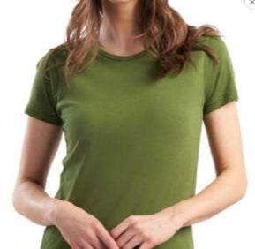 Women's Cotton Crew-neck Short-sleeve Top With A Fitted Waist For A Slimming Effect