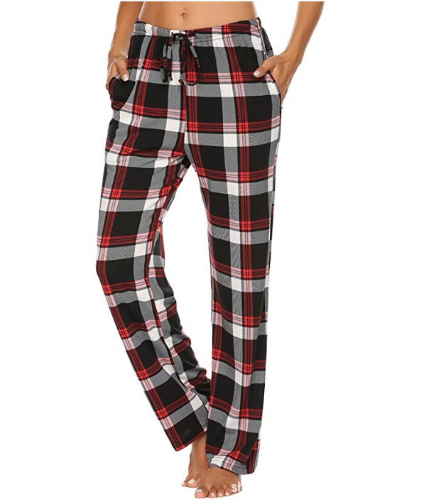 Women's Stretch Plaid Casual Pants With Pockets