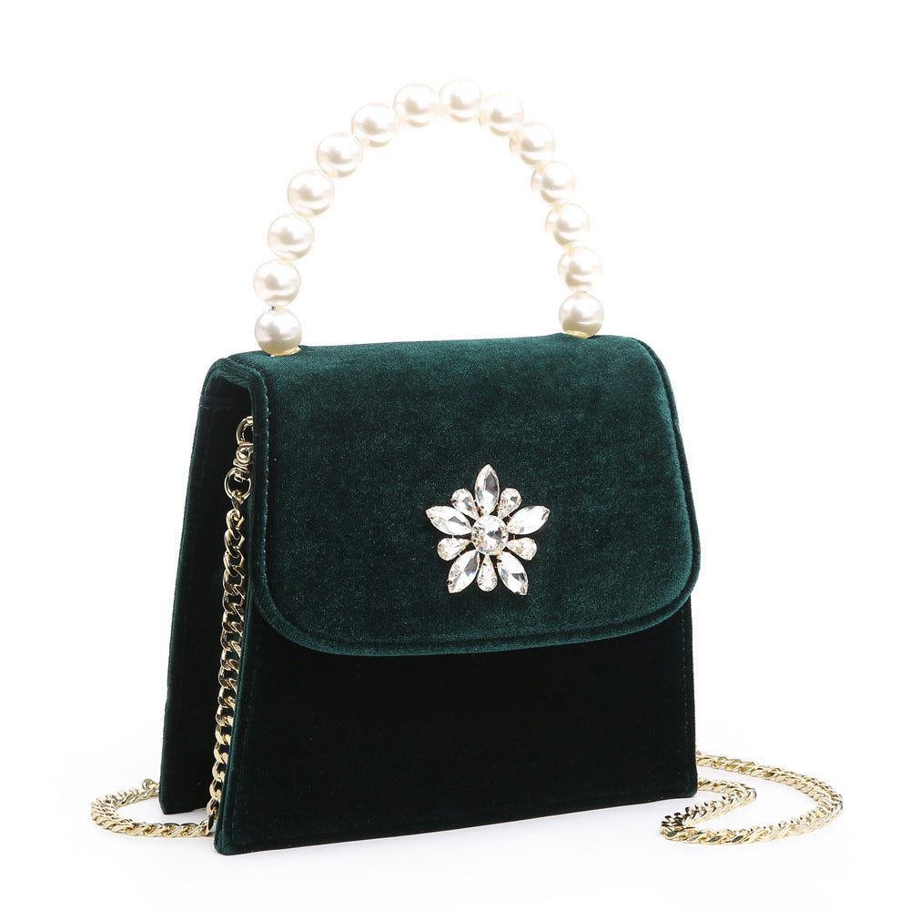 Women's Velvet Small Square Chain Shoulder Messenger Bag