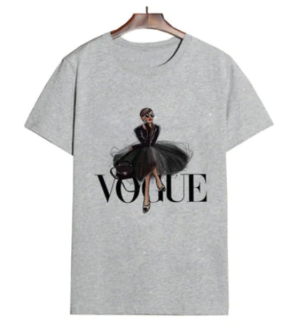 Women's Oversized Vogue T-Shirt - Luxe Cotton Blend, S to XXL, Chic Vogue Style
