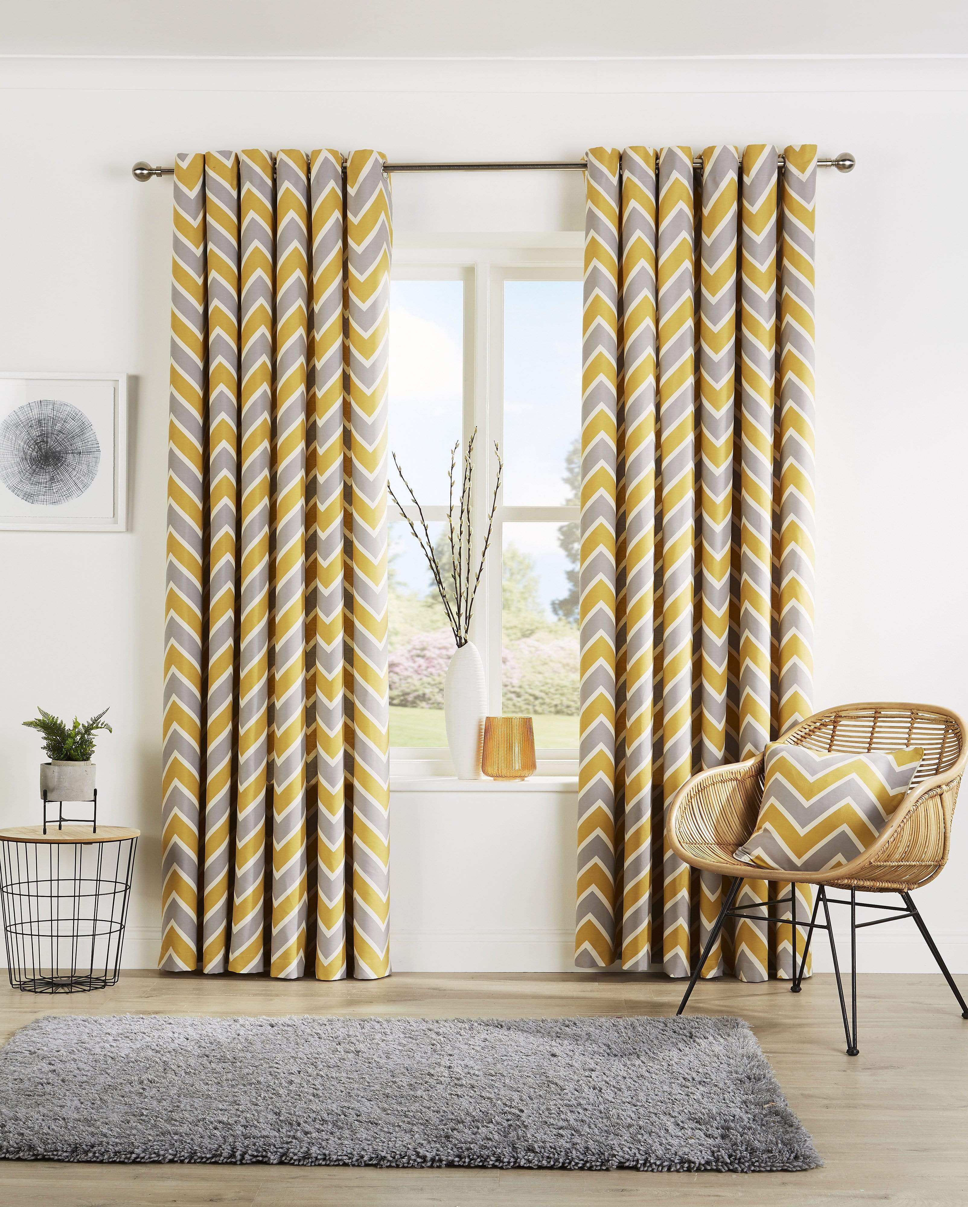 OLIVIA ROCCO Chevron Curtain Panels With Matching Cushion Covers Polyester Cotton Blend OEKO TEX Certified For Living Room And Bedroom Multiple Sizes
