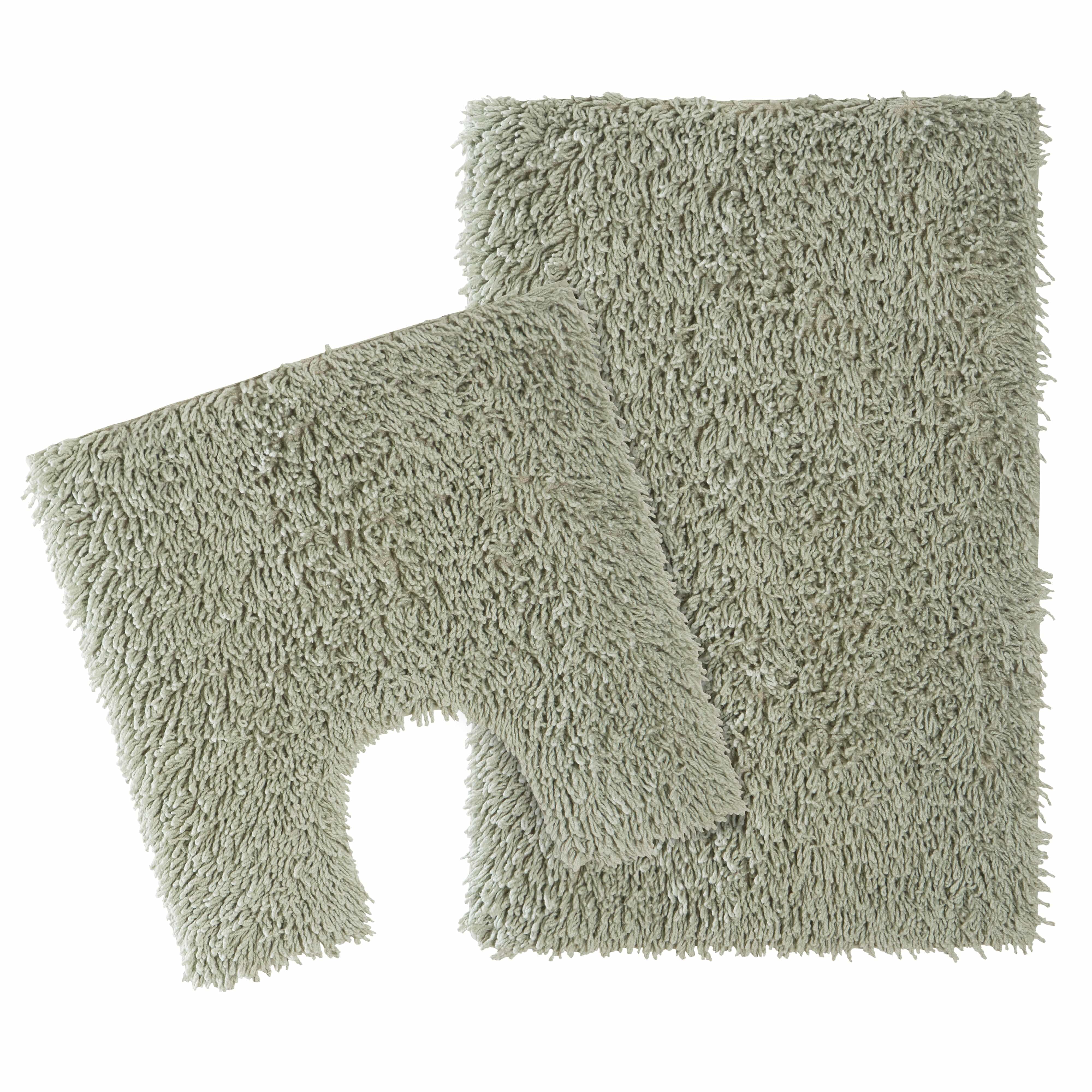 OLIVIA ROCCO Como 2 Piece Sage Green Bath Mat And Pedestal Set Non Slip Super Absorbent Cotton Bathroom Mats Machine Washable