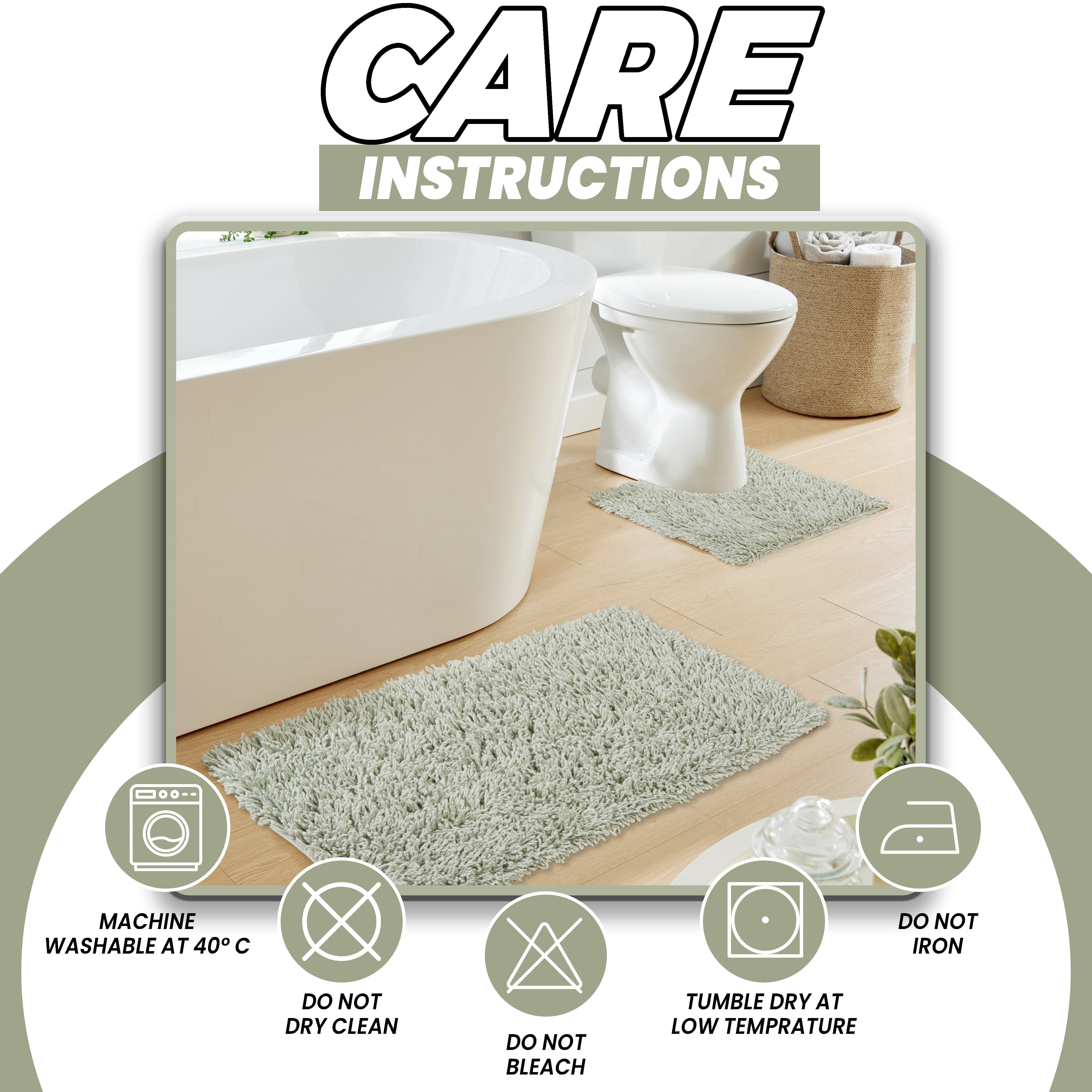 OLIVIA ROCCO Como 2 Piece Sage Green Bath Mat And Pedestal Set Non Slip Super Absorbent Cotton Bathroom Mats Machine Washable