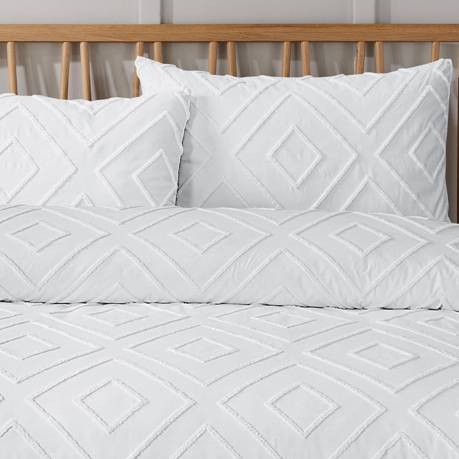 OLIVIA ROCCO Como Tufted Duvet Cover Set With Pillowcases Grey Natural White Easy Care Bedding Single Double King Sizes Durable Fabric