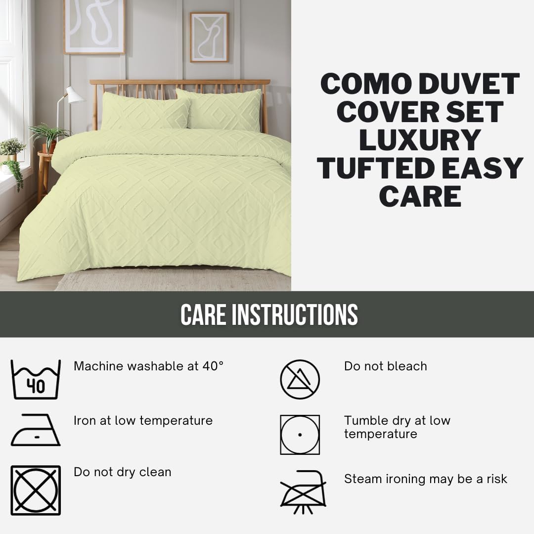 OLIVIA ROCCO Como Tufted Duvet Cover Set With Pillowcases Grey Natural White Easy Care Bedding Single Double King Sizes Durable Fabric