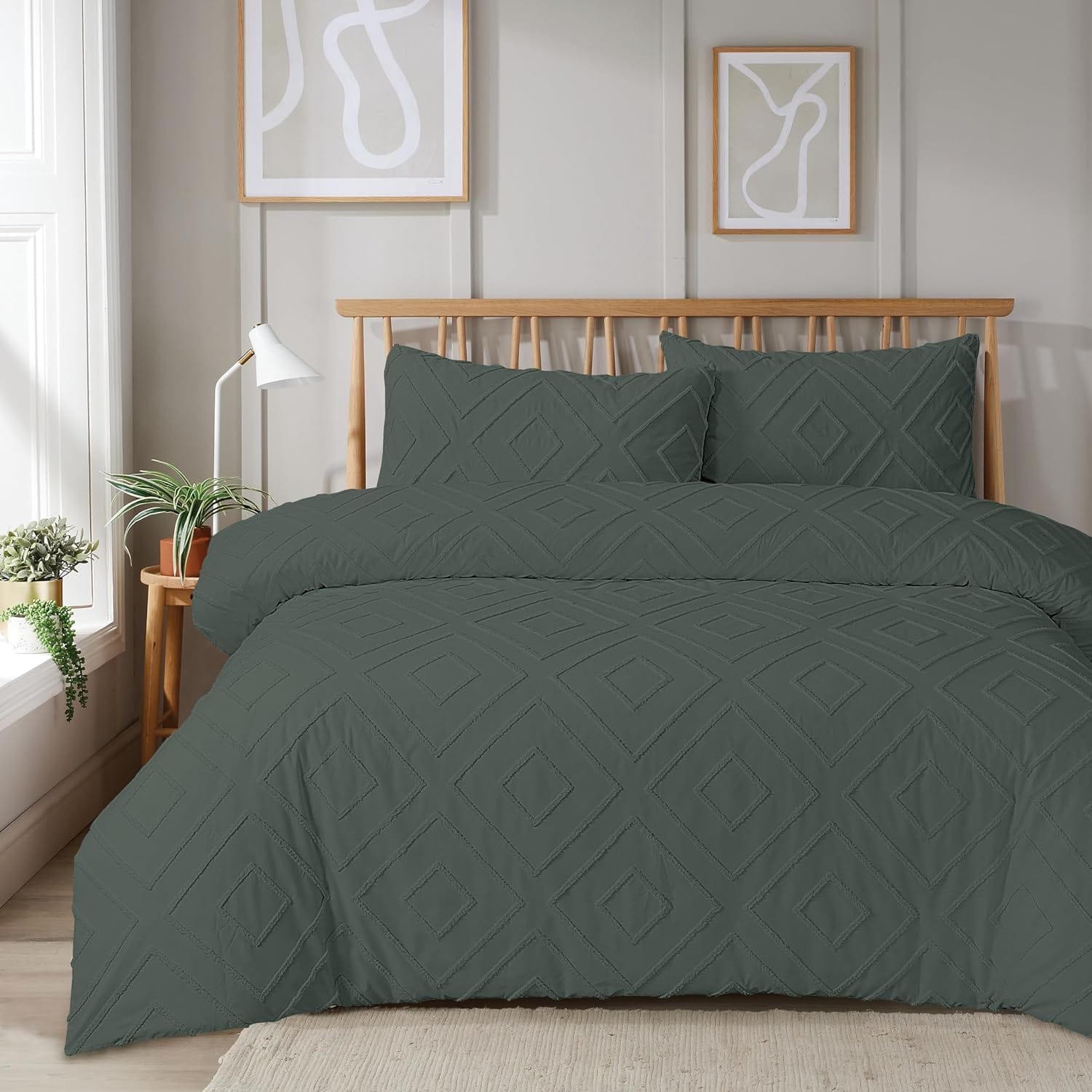 OLIVIA ROCCO Como Tufted Duvet Cover Set With Pillowcases Grey Natural White Easy Care Bedding Single Double King Sizes Durable Fabric