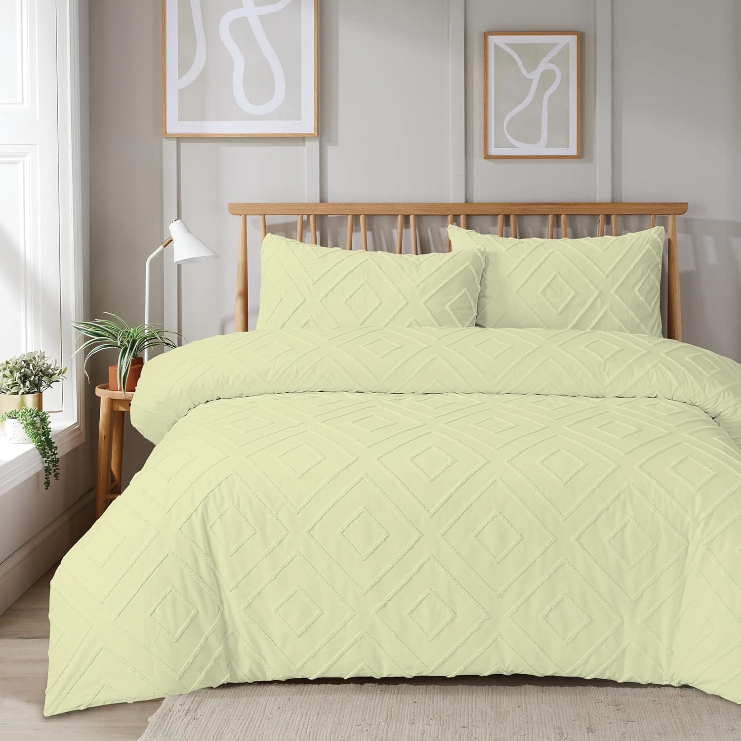 OLIVIA ROCCO Como Tufted Duvet Cover Set With Pillowcases Grey Natural White Easy Care Bedding Single Double King Sizes Durable Fabric
