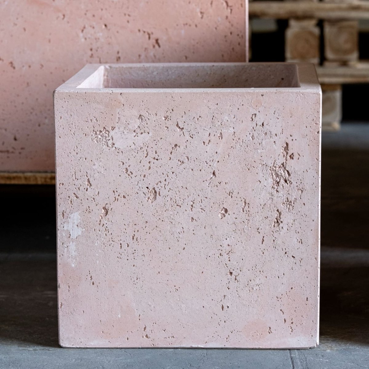 Cubrosa | Blushstone – 70cm Extra Large Concrete Cube Planter – 246L Square Plant Pot - Zestio