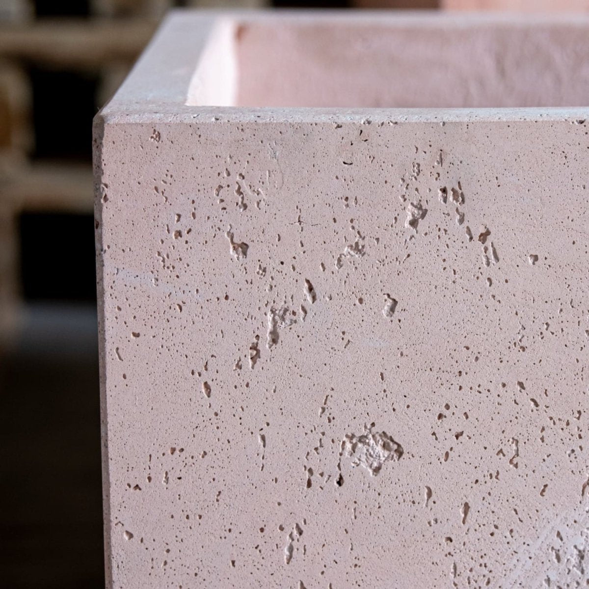 Cubrosa | Blushstone – 70cm Extra Large Concrete Cube Planter – 246L Square Plant Pot - Zestio