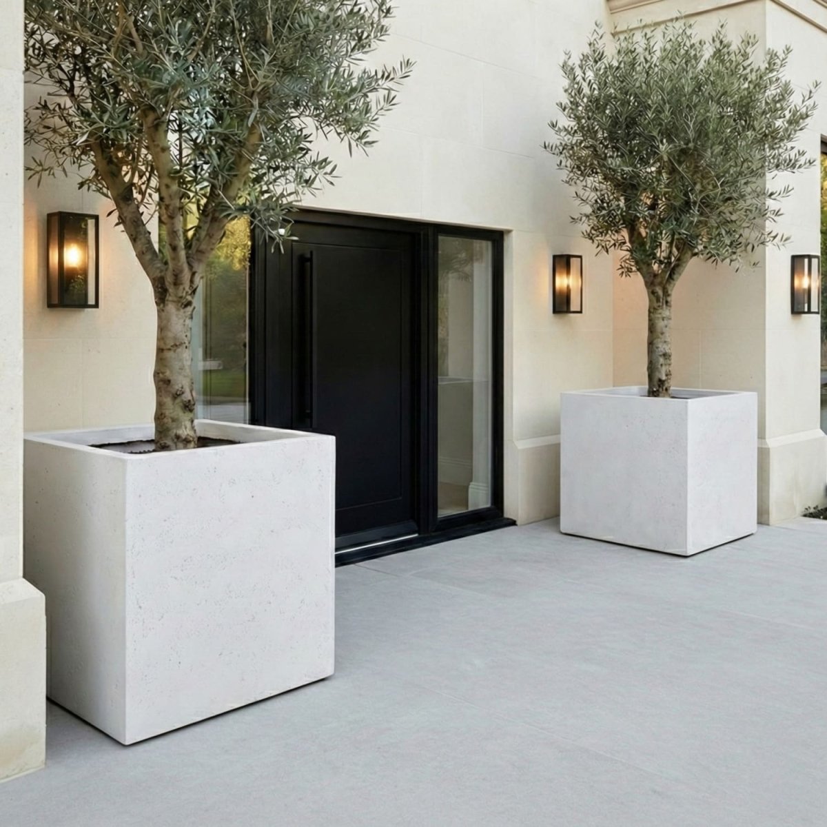 Cubrosa | White Mist – 100cm XXL Square Concrete Planter – 782L Large Outdoor Plant Pot - Zestio