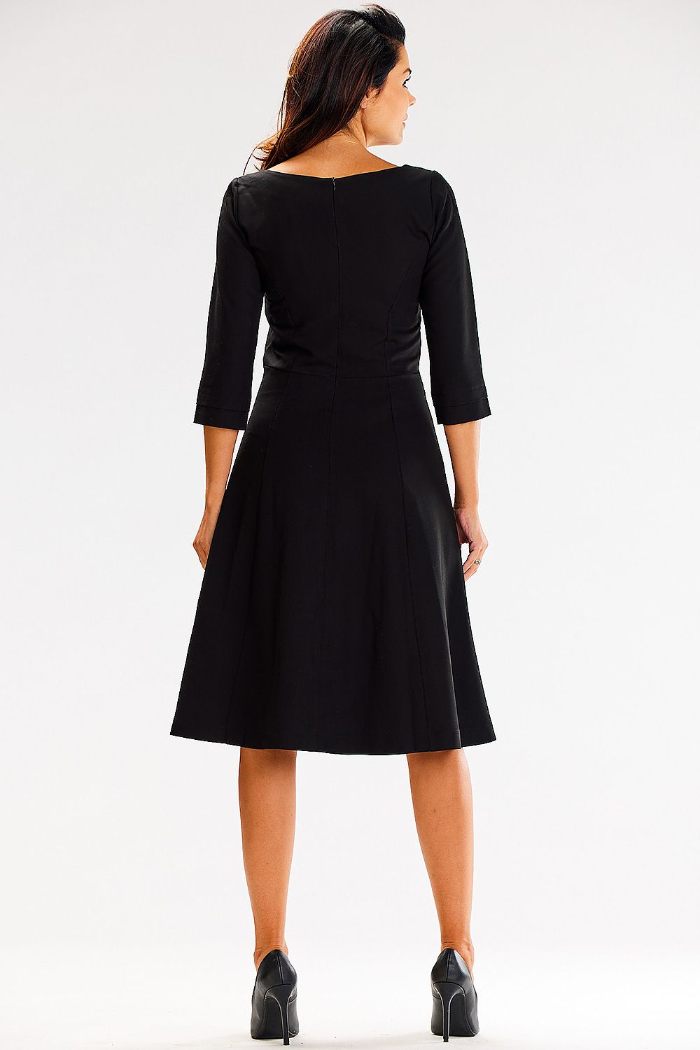 Elegant Blush Black Daydress by Awama - Comfortable Fit with Round Neckline