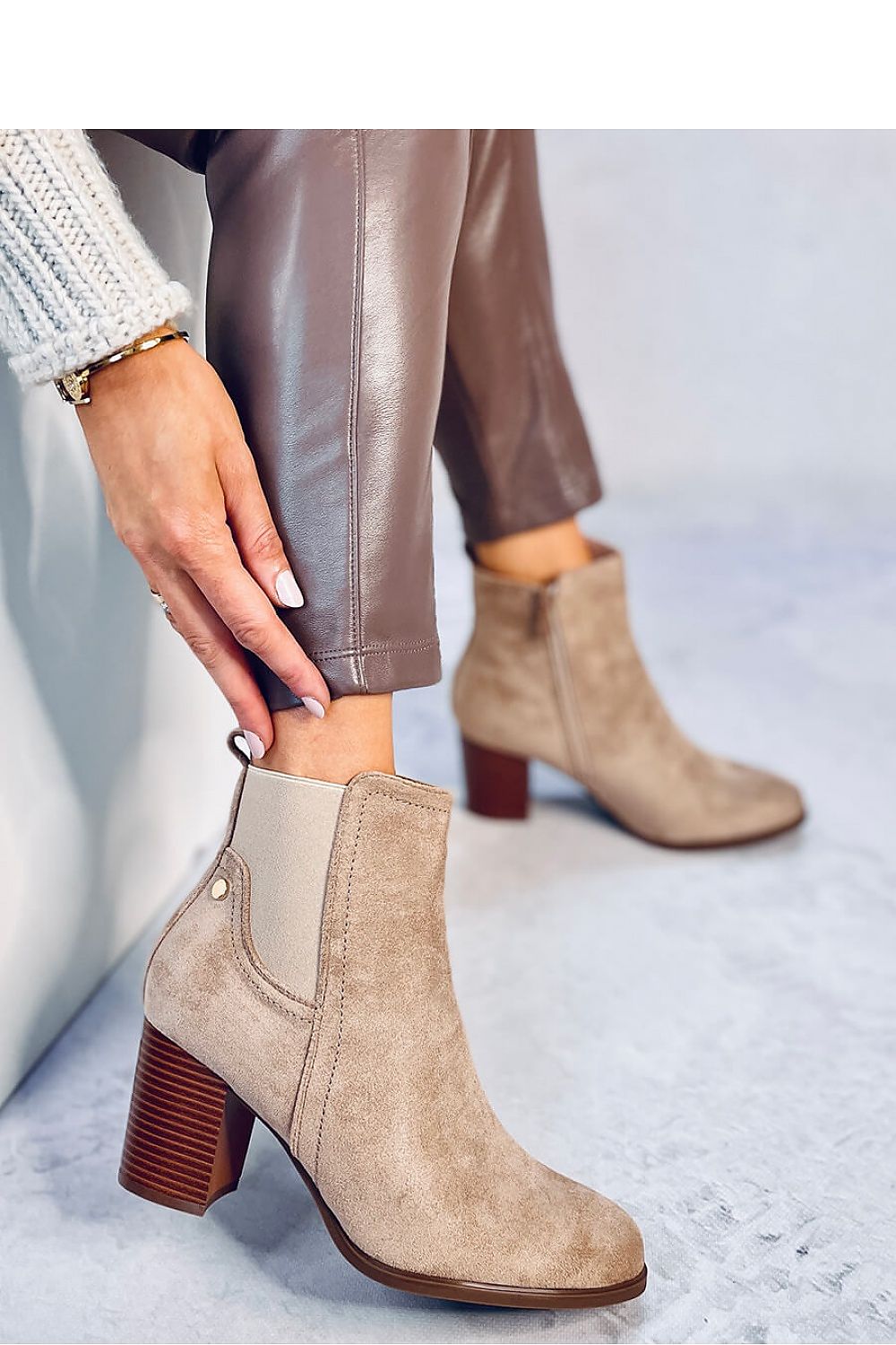 Elegant Women's Eco-Suede Heel Boots with 8 cm Heel and Soft Fur Lining by Inello