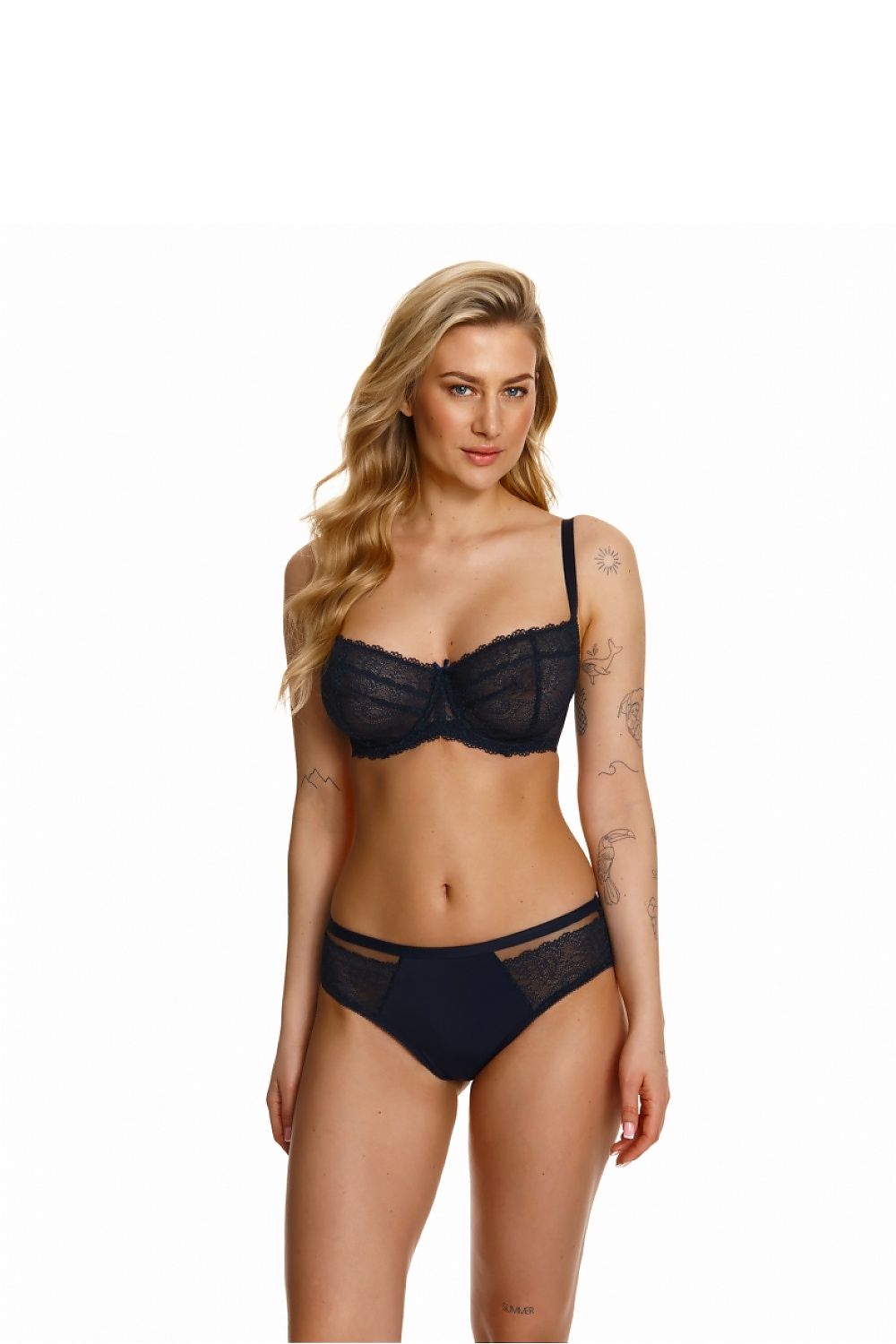 Elegant Navy Blue Lace Bra for Curvy Women - Lupo Line Soft Lupo Fall/Winter 2023