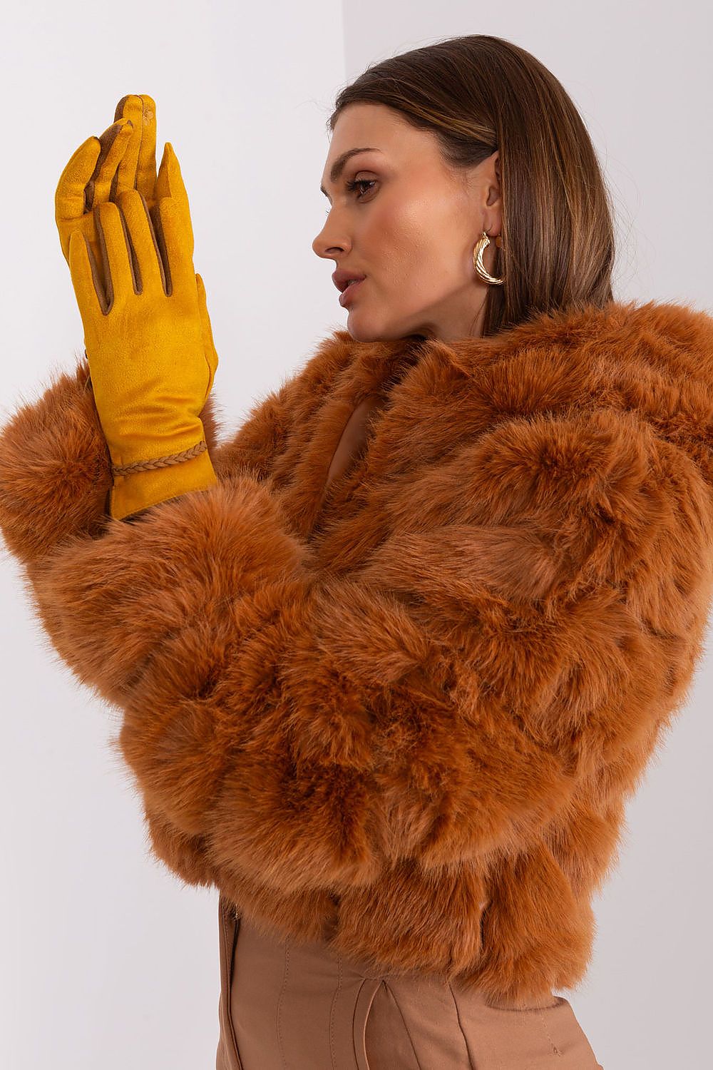 Elegant Women's Touchscreen Gloves with Braided Wrist Straps and Embroidered Flower Detail