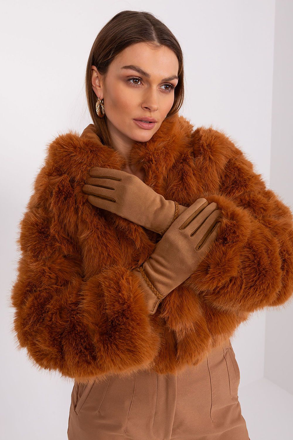 Elegant Women's Touchscreen Gloves with Braided Wrist Straps and Embroidered Flower Detail