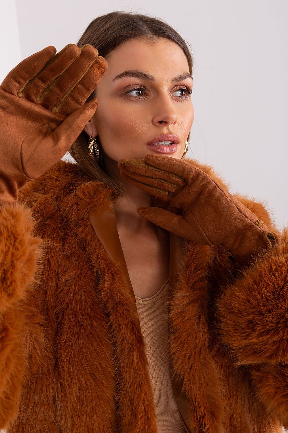 Elegant Women's Touchscreen Gloves with Braided Wrist Straps and Embroidered Flower Detail