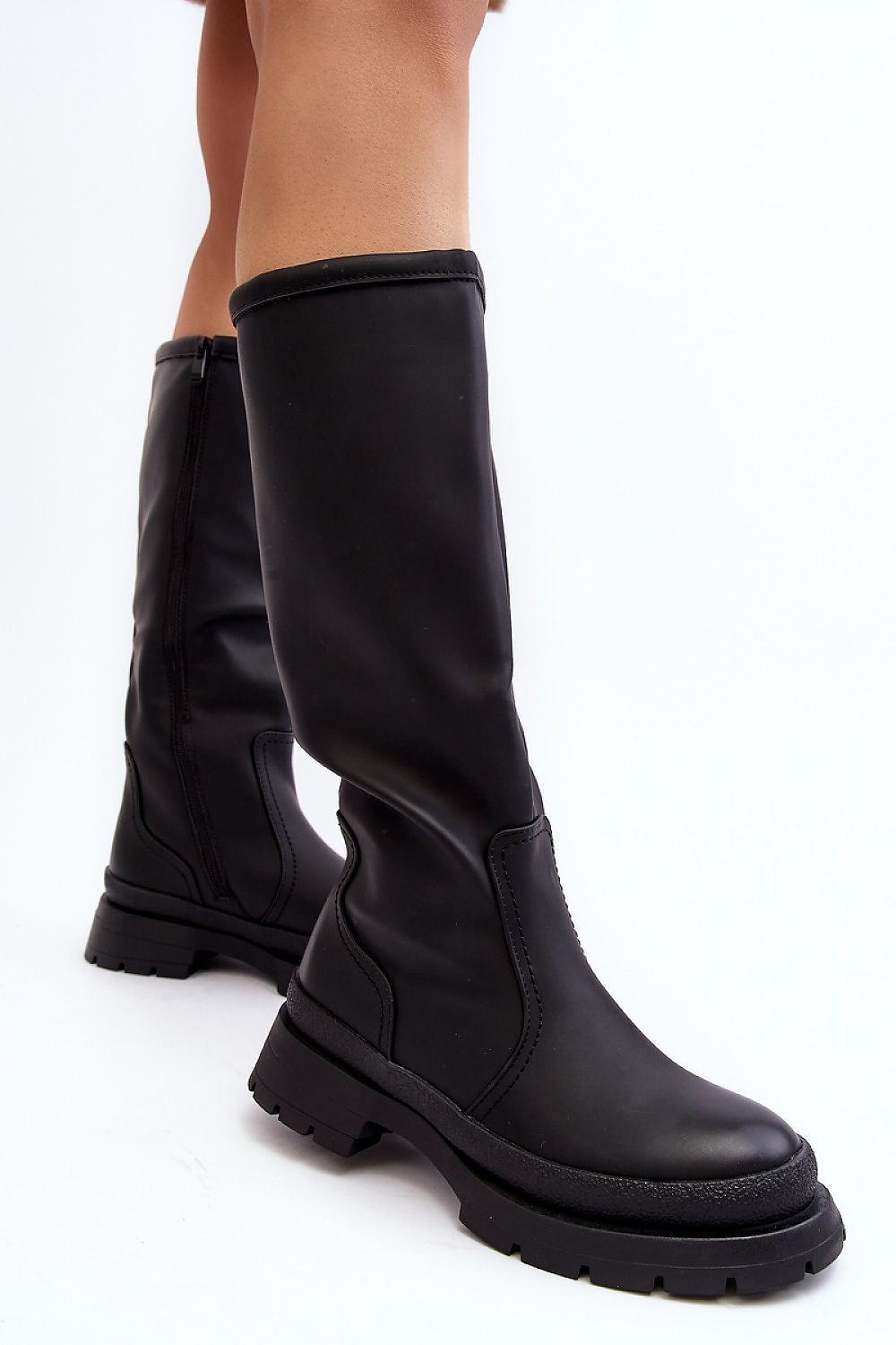 Elegant Women's Thigh-High Eco Leather Boots with Comfort Fur Insulation - Style & Warmth