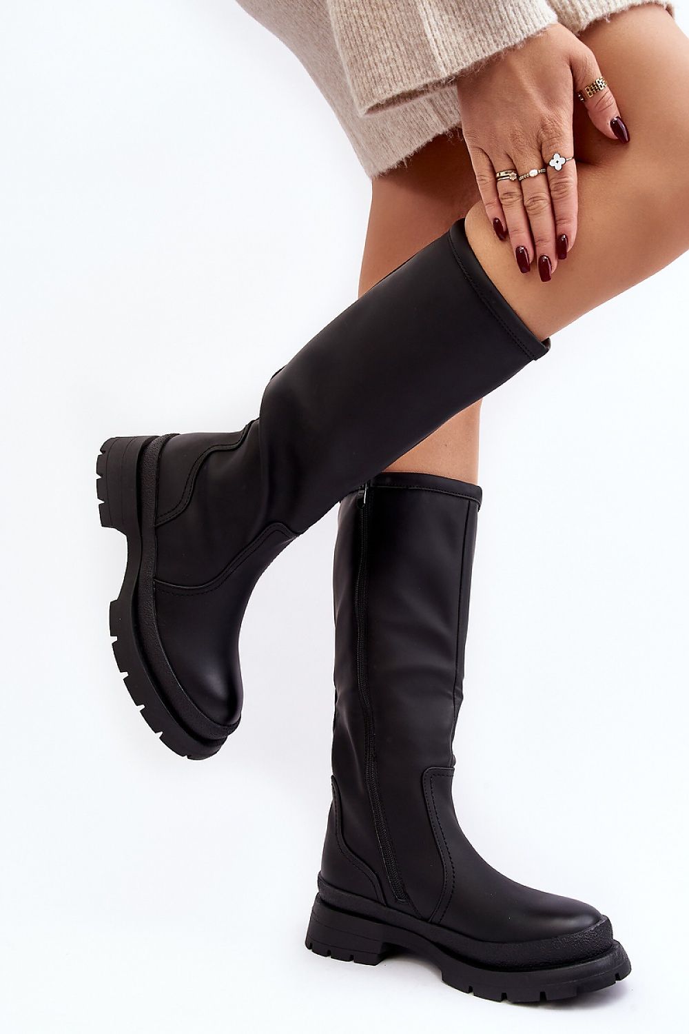 Elegant Women's Thigh-High Eco Leather Boots with Comfort Fur Insulation - Style & Warmth