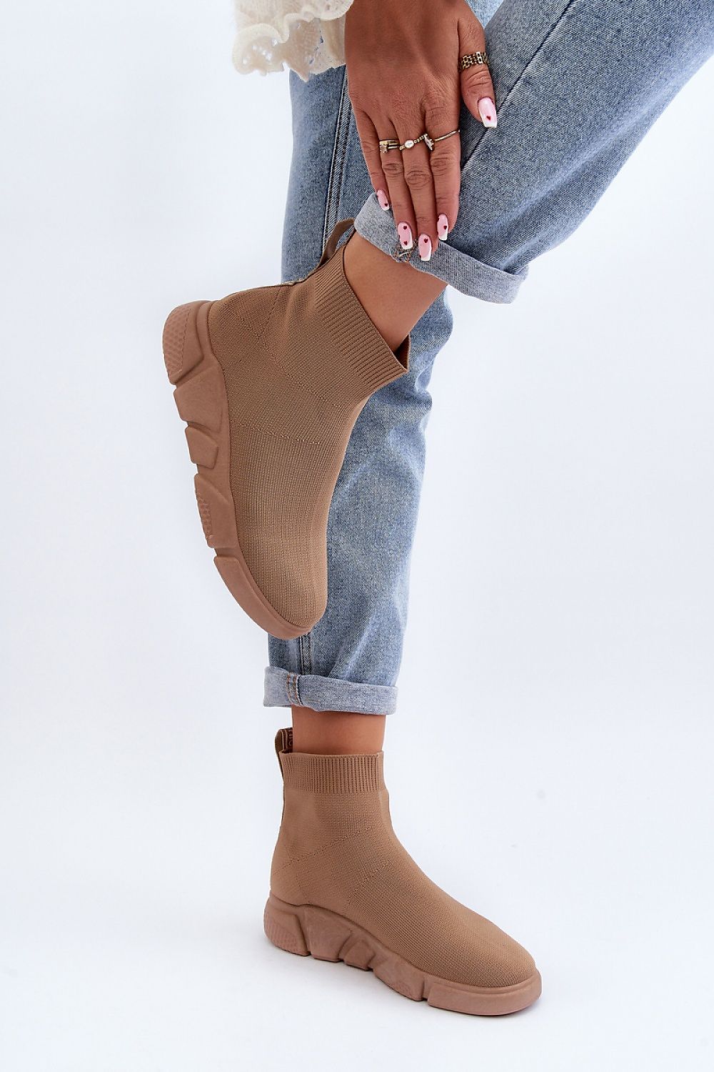 Luxurious Women's Sports Shoes with Sock-Style Upper, Soft Removable Insole, and Trendy Design