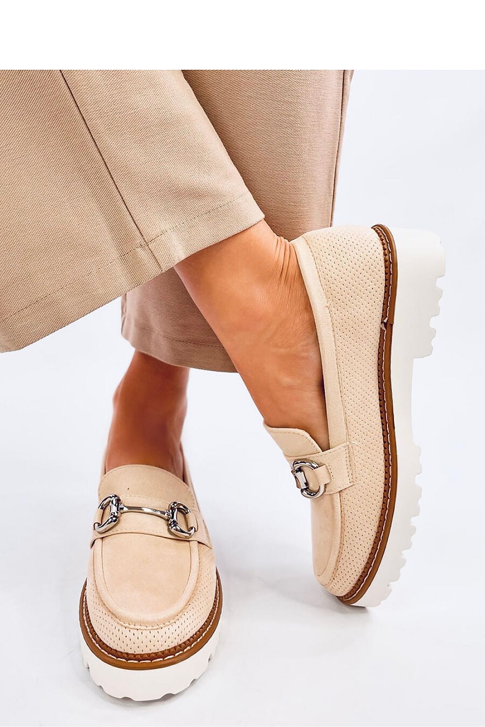 Elegant Women's Moccasins with High Sole - Eco Leather & Suede, Comfortable Style