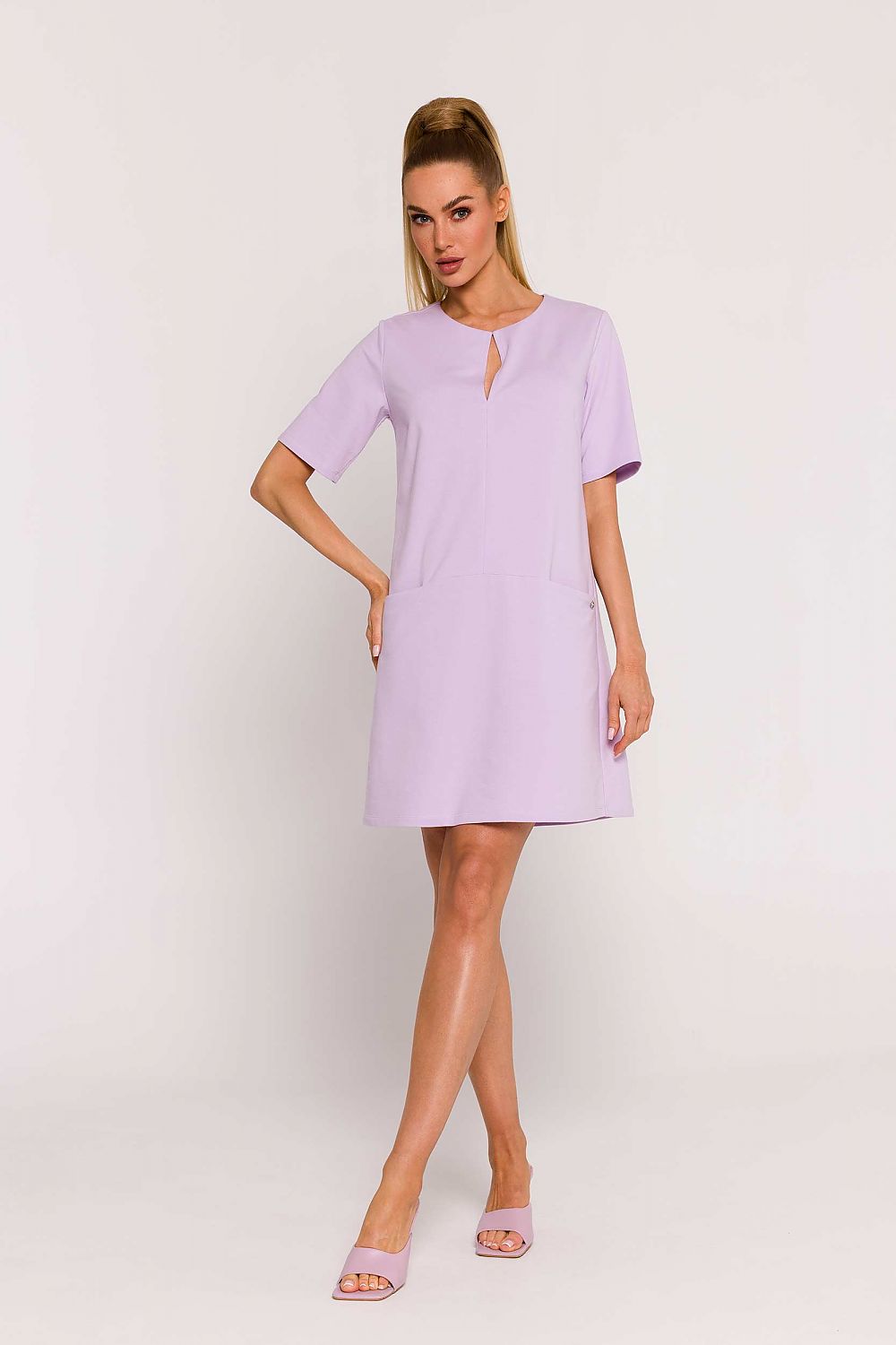 Moe A-Line Knit Dress with Pockets – Elegant Short Sleeve Summer Fashion in Premium Cotton Blend