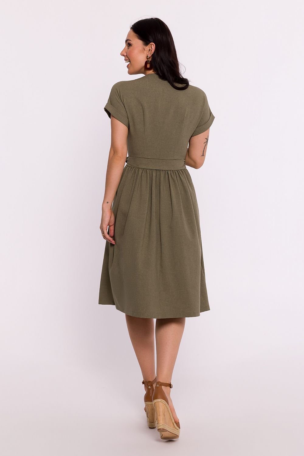 BeWear Elegant Polish Daydress - Feminine Envelope Design with Adjustable Waist and Flared Bottom