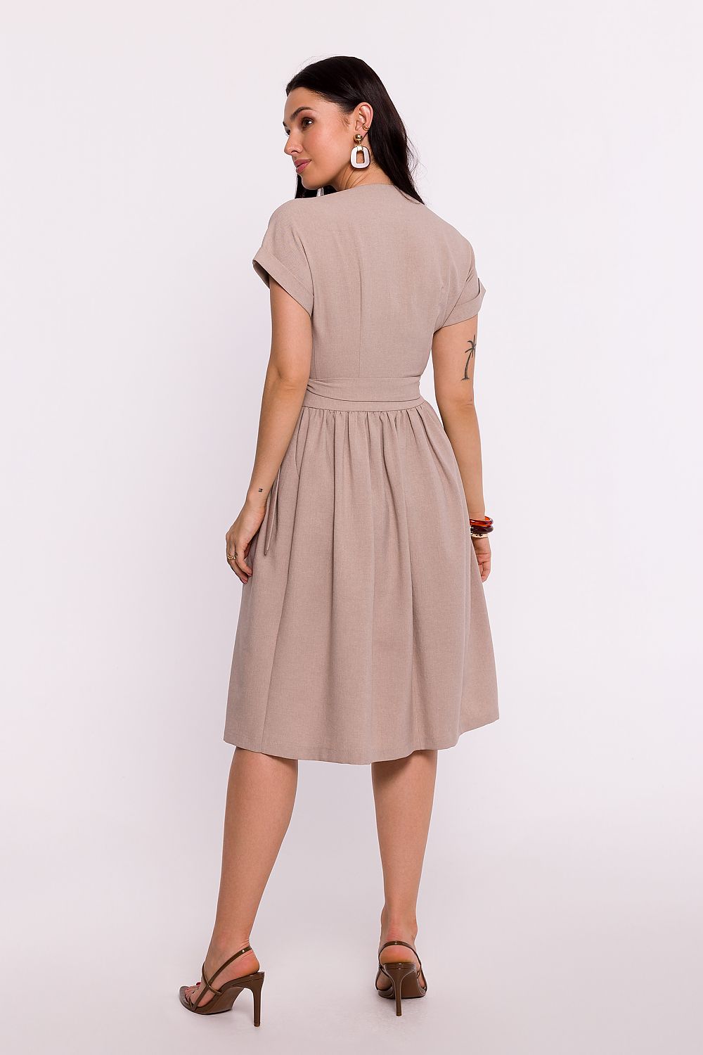 BeWear Elegant Polish Daydress - Feminine Envelope Design with Adjustable Waist and Flared Bottom