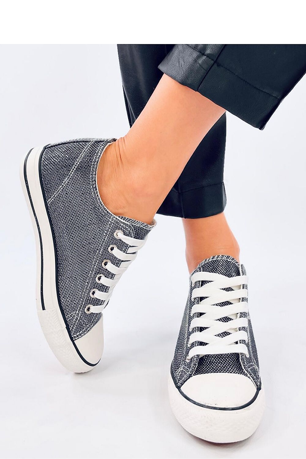 Inello Women's Wedge Heel Sneakers with Iridescent Glitter Finish - 5cm Height, Fabric Upper