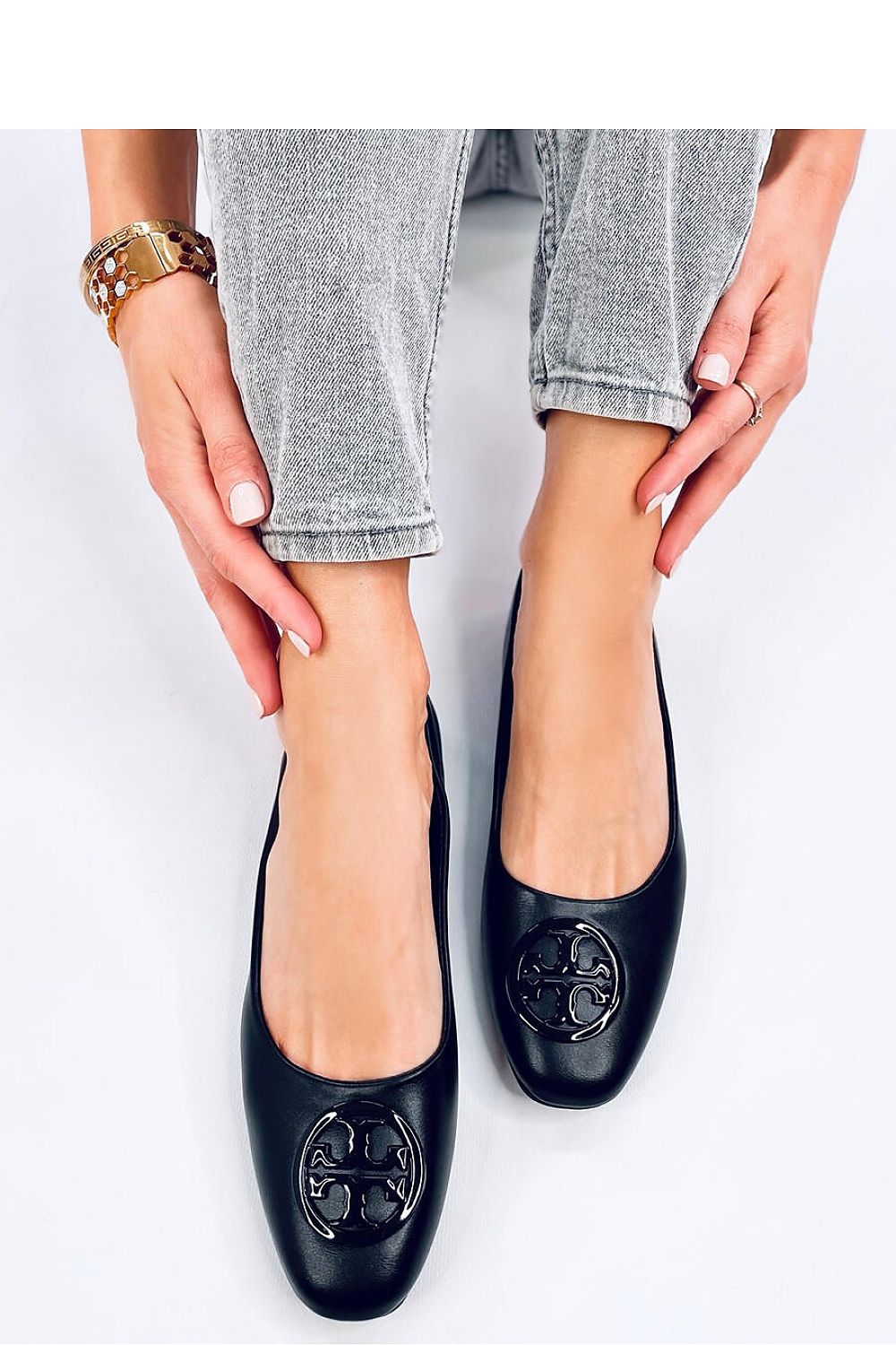 Elegant Inello Ballerina Flats for Women - Chic Eco-Leather Shoes with Unique Decoration